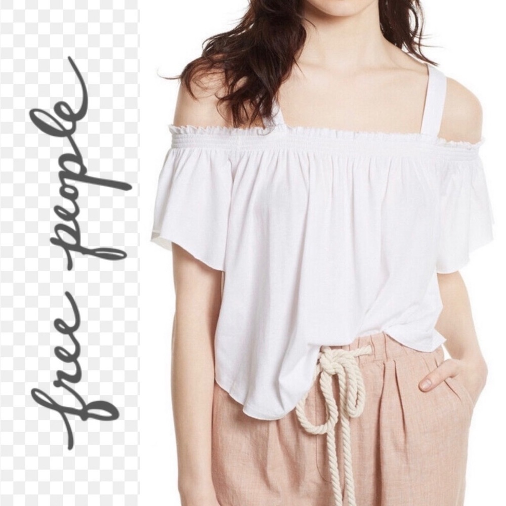 NWT. $48R. Free People Darling Off The Shoulder Top. White. Size L